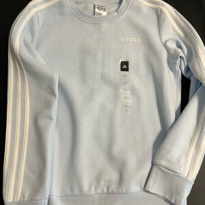 Adidas Blue Crewneck Sweater with Sporty Stripes